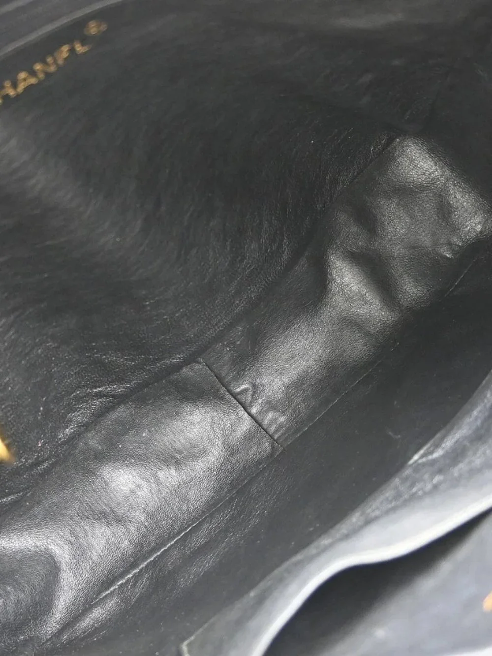 Chanel Black Lambskin Frigne Chain Shoulder Camera Bag